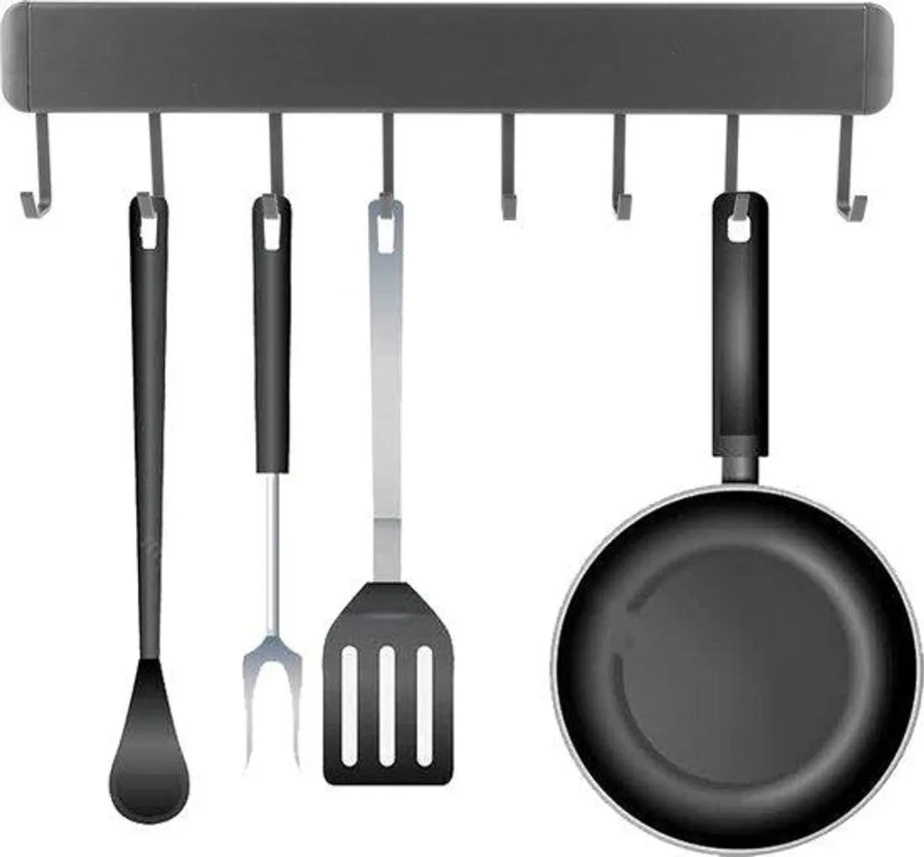 Barre de crédence cuisine 40 cm et étagère de rangement grise adhésive