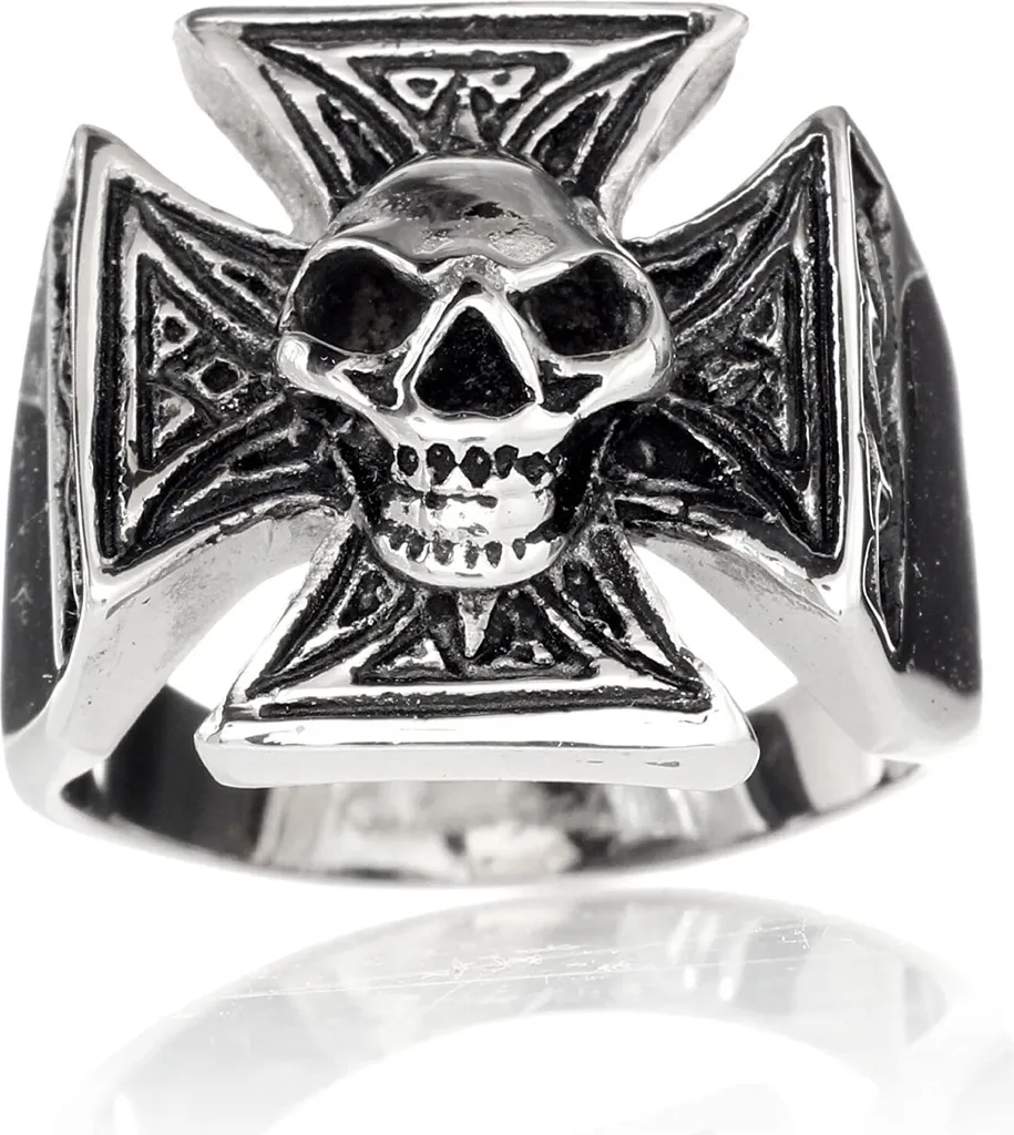 Anello Teschio Karisma Gotico 316L | Misura 62 Gioiello Uomo Dark