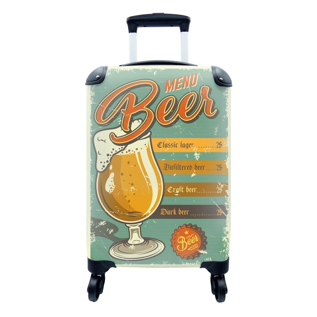 MuchoWow Koffer Handgepäck Trolley Rollkoffer Kleine Reisekoffer mit 4 Rollen - Zitate - 'Menü-Bär' - Sprichwörter - Cabin Size < 55x40x23 cm...