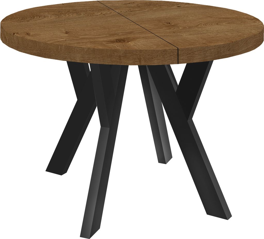 Runder Ausziehbarer Tisch für Esszimmer, PERO, Loft-Stil, Produktbild 
