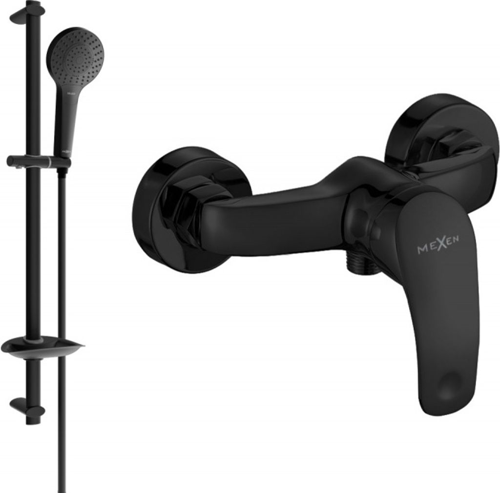 Mexen Fabia DB05 Mischbatterie für Dusche mit Brausegarnitur, Schwarz - 74654DB05-70