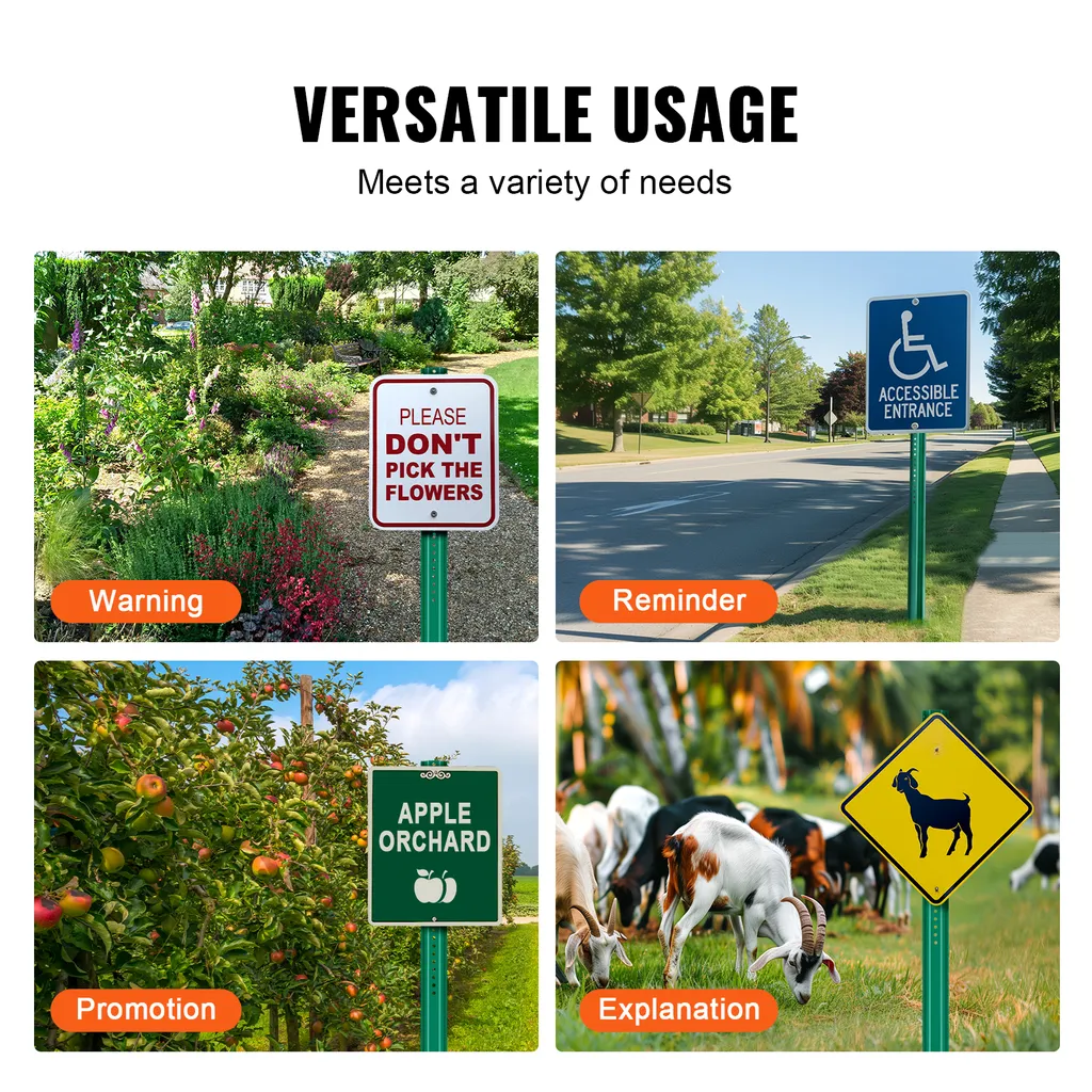 Fixation Stable de Panneau avec ce Poteau de Signalisation en Acier Vert