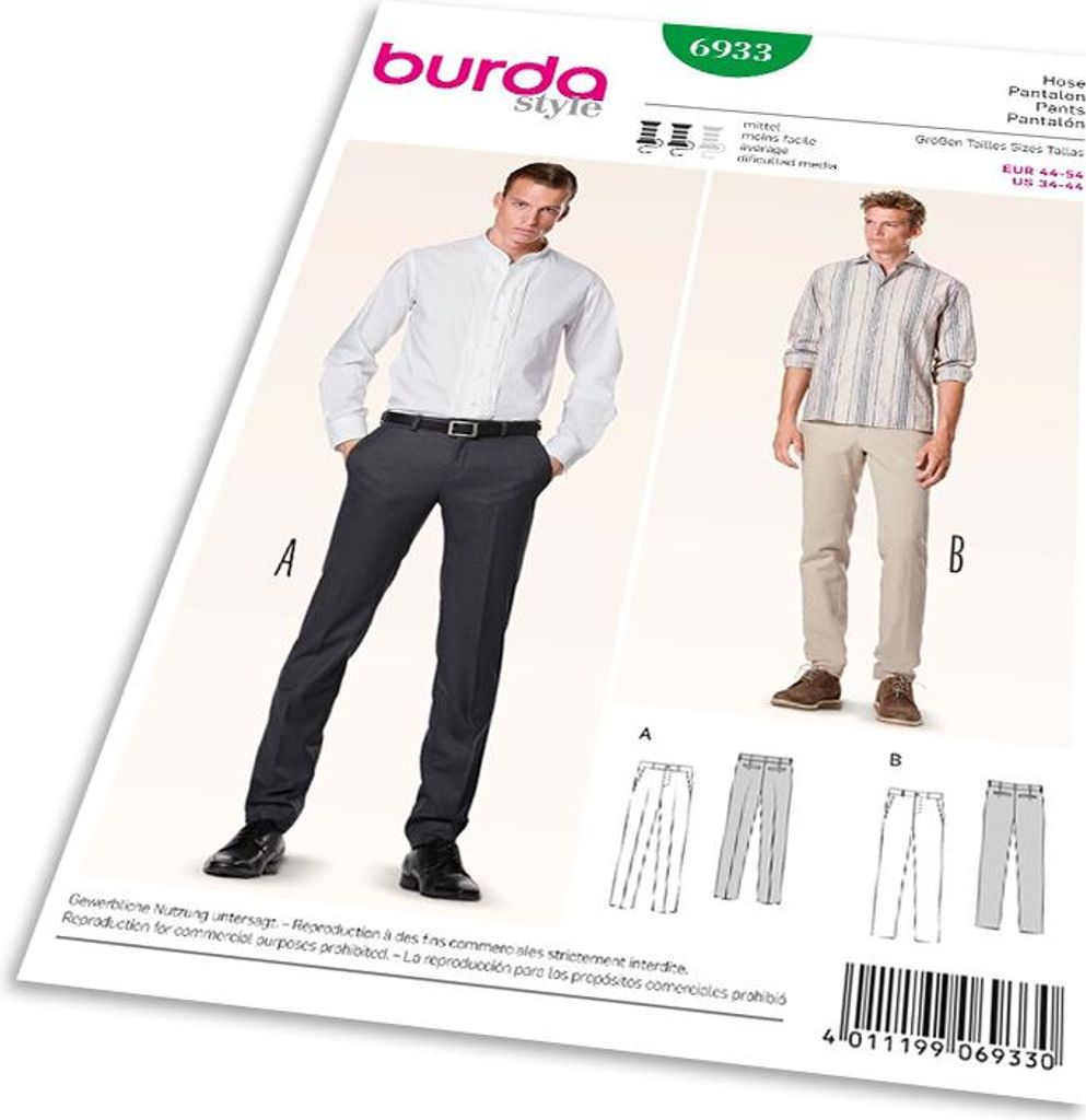 Střih Burda 6933 - Pánské kalhoty, kalhoty s puky Obrázek produktu 