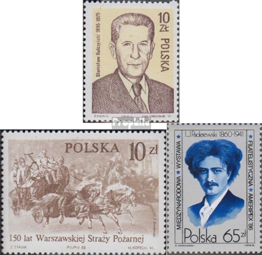 Briefmarken Polen 1986 Mi 3025,3026,3027 (kompl.Ausg.) gestempelt Funktionäre der demokratischen Partei