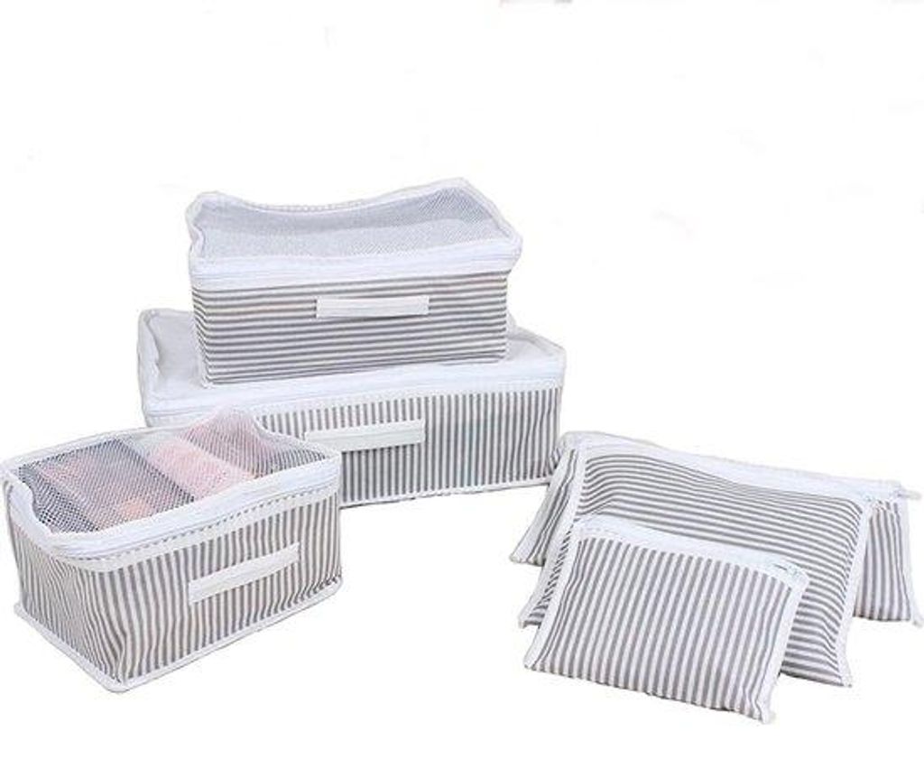 Esti Koffer Organizer Set 6-teilig Reise-Packtaschen Grau und Weiß