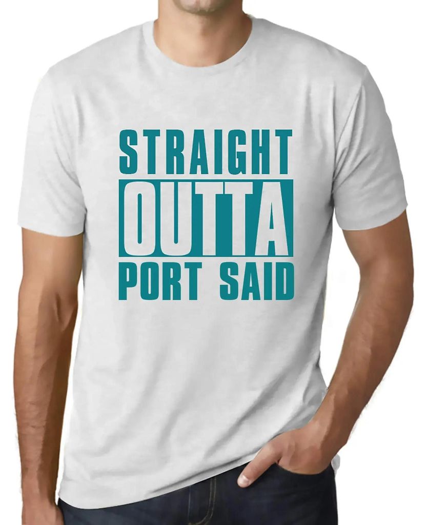 Herren Grafik T-Shirt Direkt aus dem Hafen sagte – Straight Outta Port Said – Öko-Verantwortlich Vintage Jahrgang Kurzarm Lustige Druck Geburt...