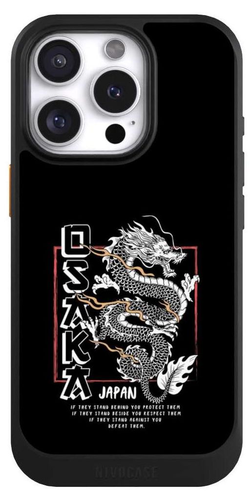 NIVOCASE Hülle für Apple iPhone 16 Pro Handyhülle NIVOcore Case Schwarz Drache Japan Meer