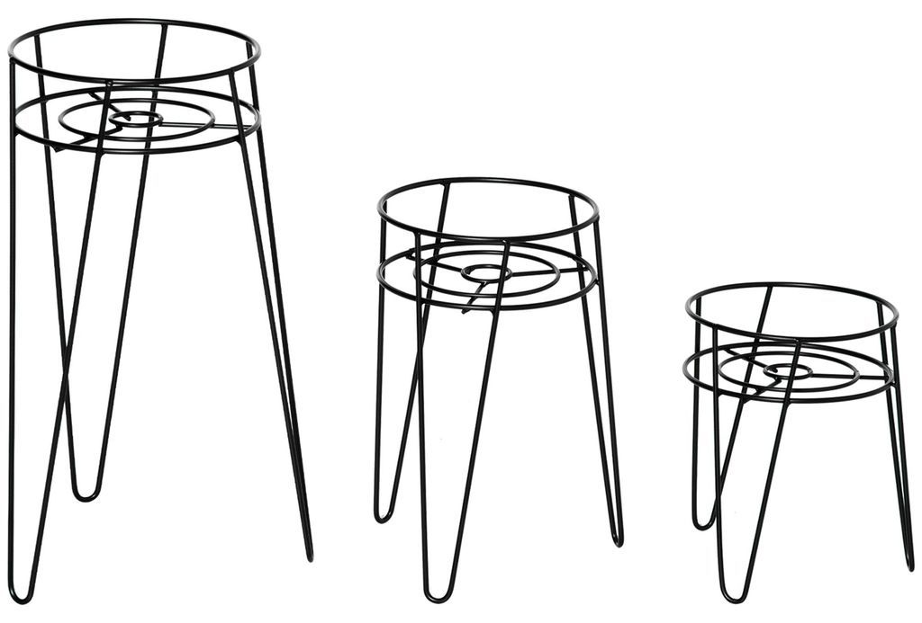 Outsunny plantenstandaard set, bestaande uit drie delen, Productafbeelding 