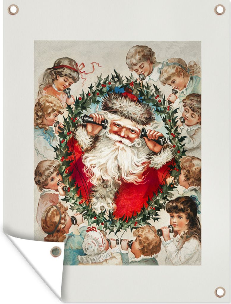 MuchoWow 60x80 cm Outdoor-Poster Gartendeko Sichtschutz Garten Poster für den Garten Weihnachtsmann - Weihnachten - Kinder