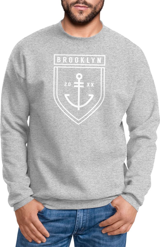 Sweatshirt Herren Brooklyn Anker Rundhals-Pullover Neverless grau M