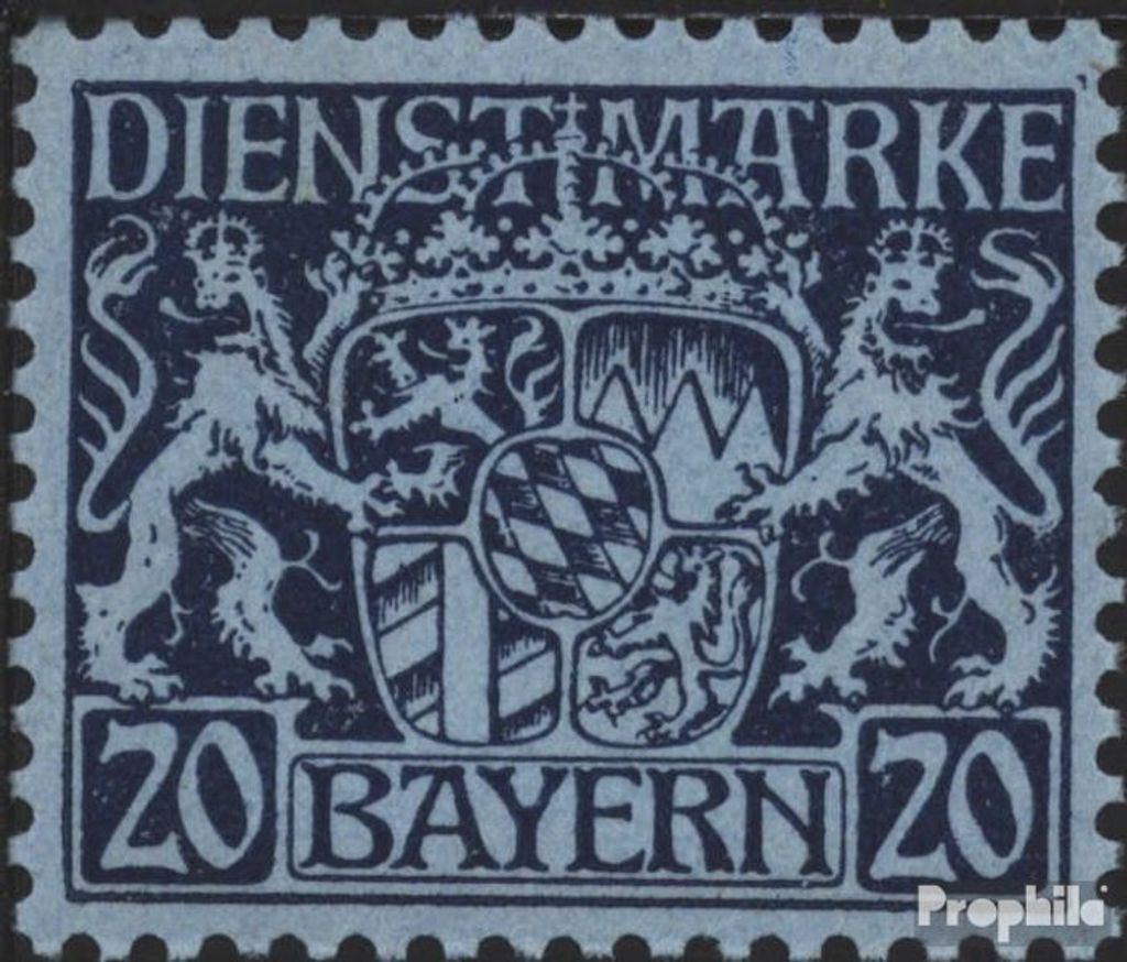 Briefmarken Bayern 1916 Mi D20 gestempelt Staatswappen