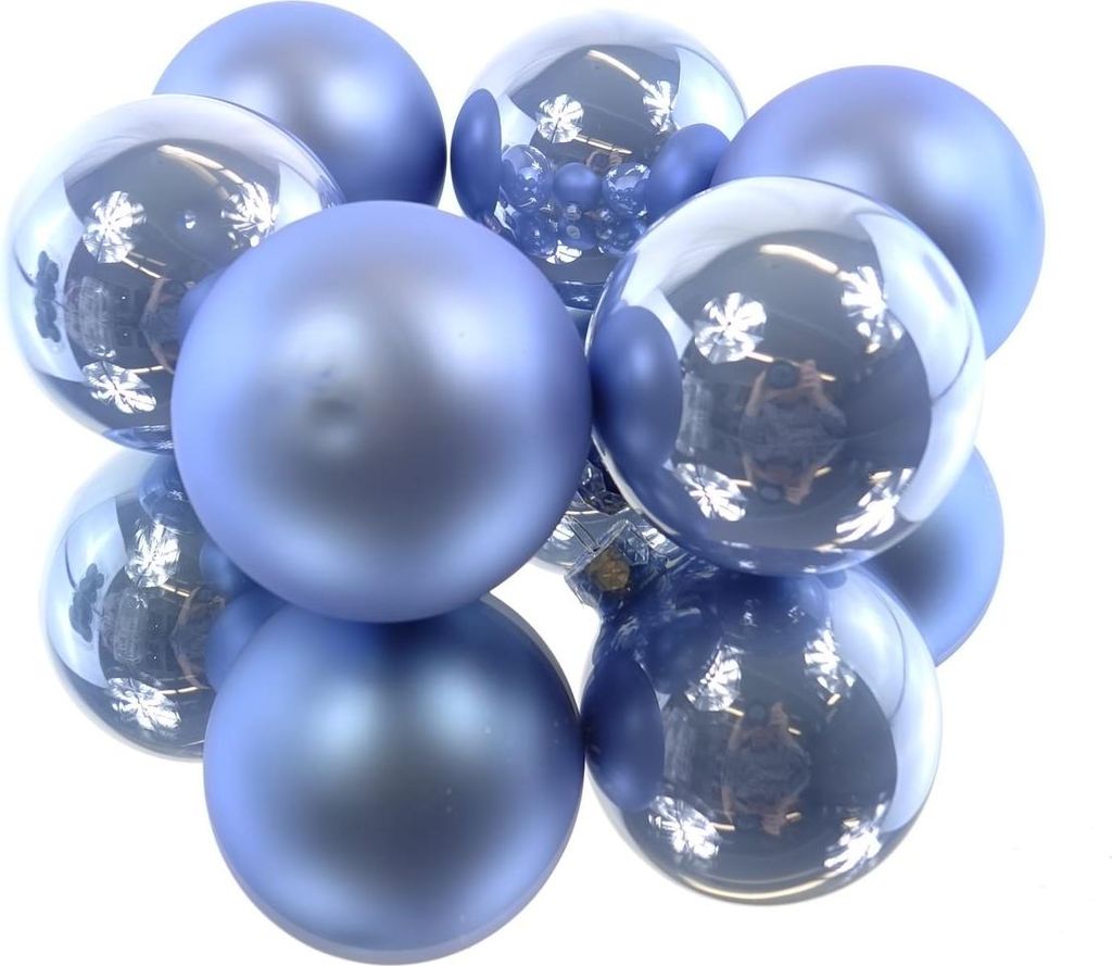 Christbaumkugeln Sky Blue 3 x glänzend & 3 x matt Ø 8 cm aus Glas - 6er Set