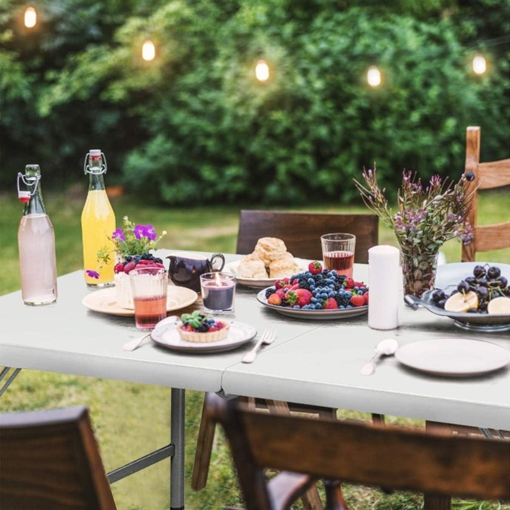 Klappbarer Campingtisch - 3-stufig höhenverstellbarer Gartentisch für drinnen und draußen - Platzsparend und tragbar mit Griff