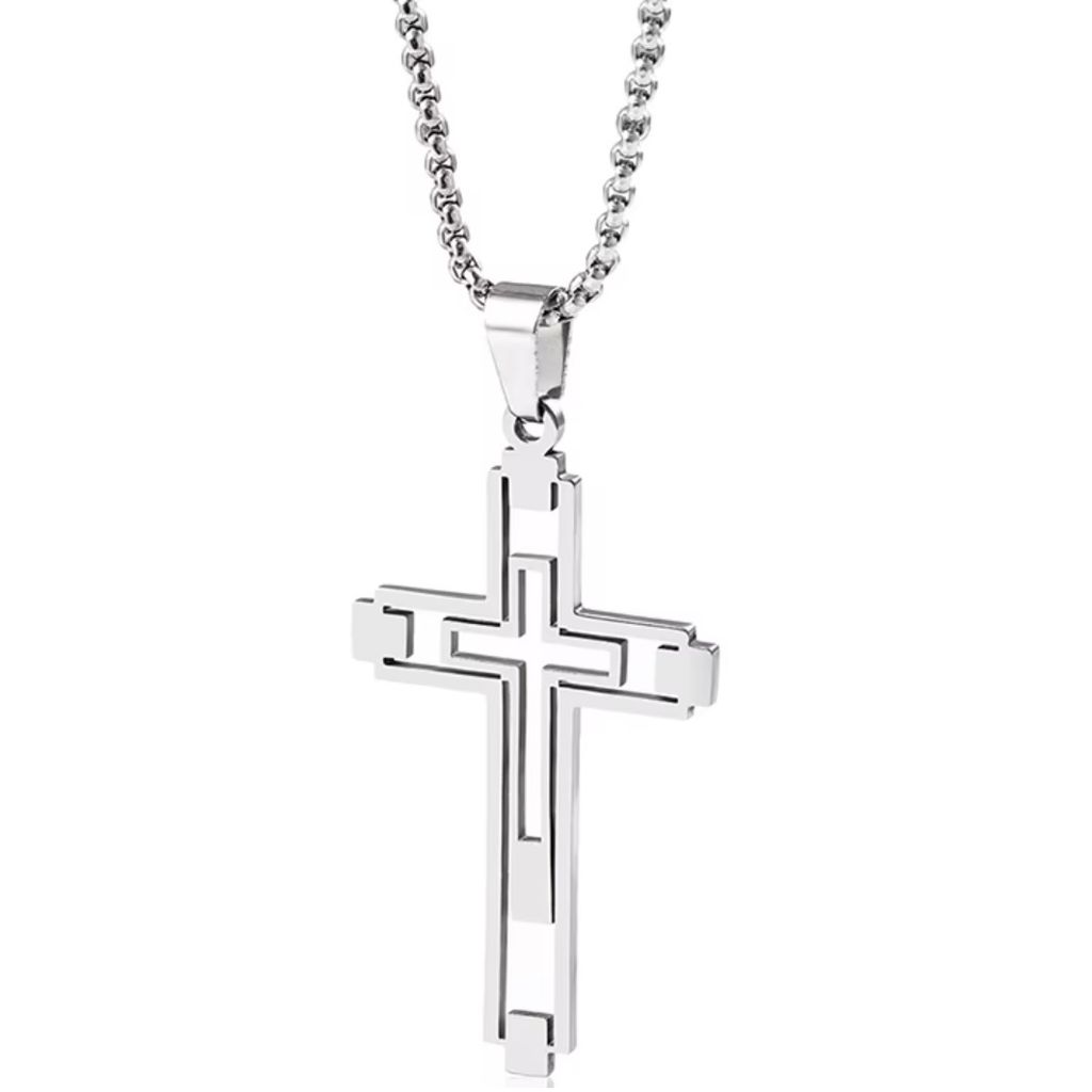 Halskette EM-34151 Cross - Elegantes Silber Accessoire Produktbild 