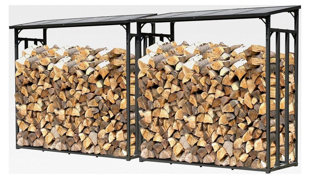 2 Stück Metall Kaminholzregal Anthrazit XXL 185 x 70 x 185 cm