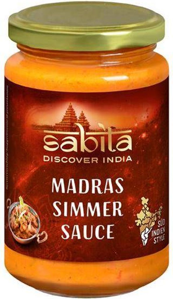 Sabita Madras Simmer Sauce 200 Ml Glas Vegetarisch Glutenfrei Scharfe Tomaten-Kochsauce