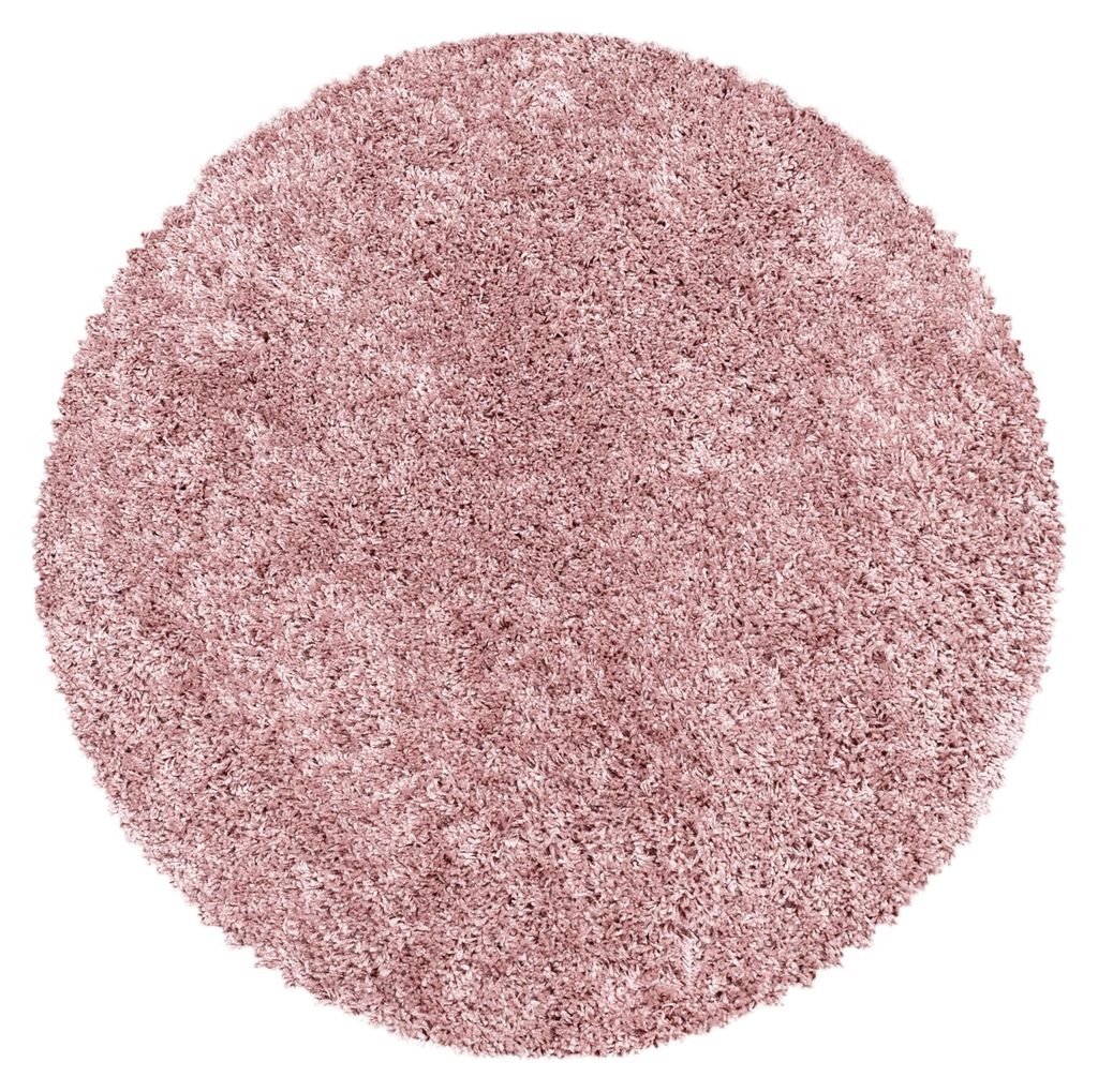 Teppium Tapis Rond Shaggy 120 cm Rose Poils Longs Uni Image du produit 