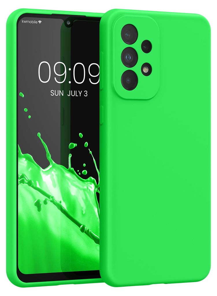kwmobile Handyhülle für Samsung Galaxy A33 5G Hülle - Case Silikon - Kabelloses Laden - Schutzhülle Cover in Neon Grün