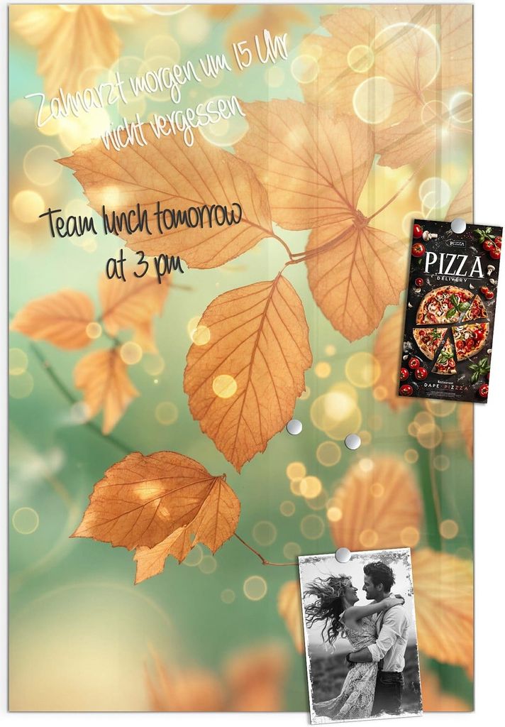 Magnettafel 40x60cm Pinnwand Whiteboard beschreibbar - Herbstliche Blätter