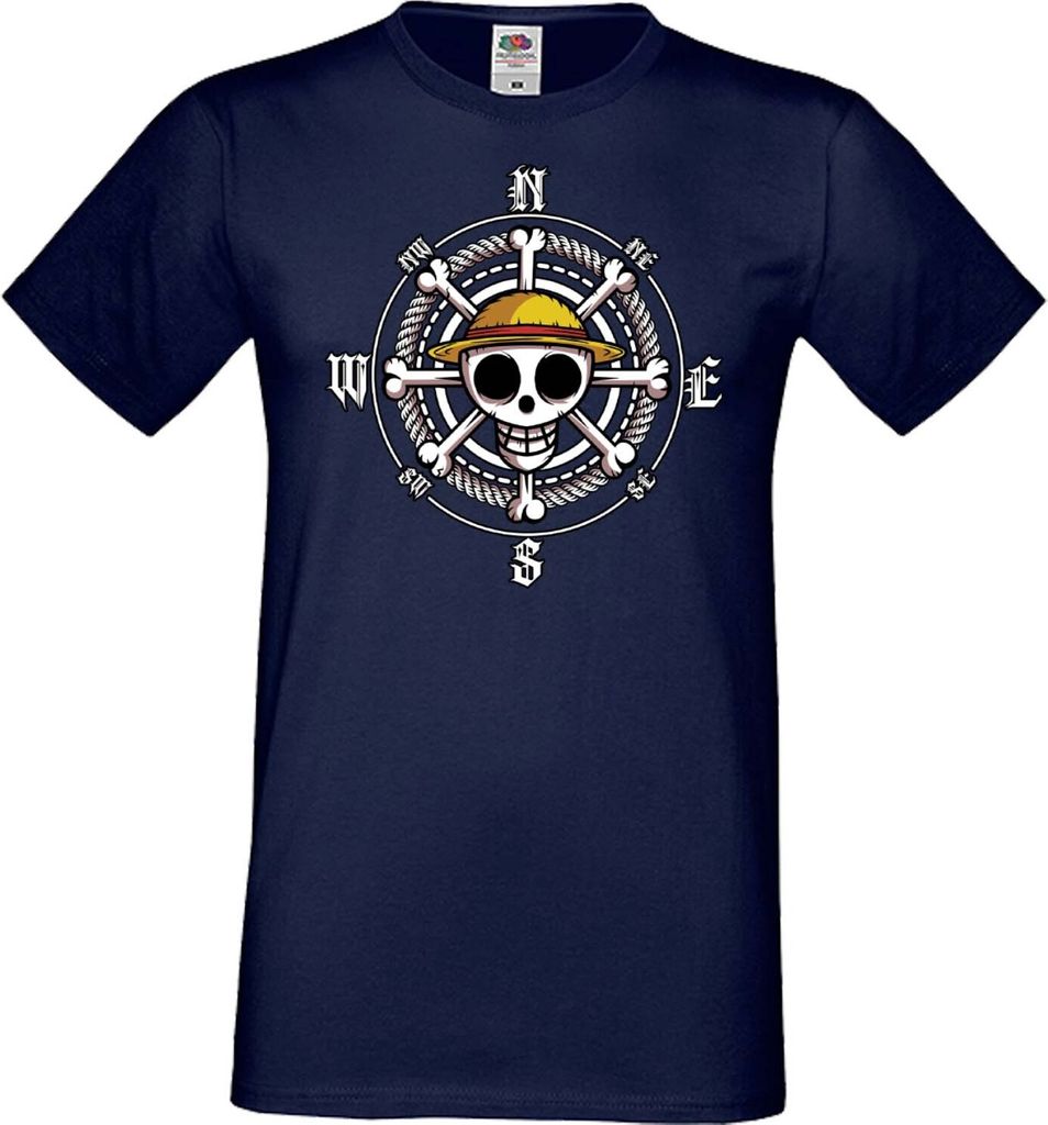 Herren T-Shirt Anime Manga One Manga Piece Anime 10 Pirates, Man L / Dunkelblau