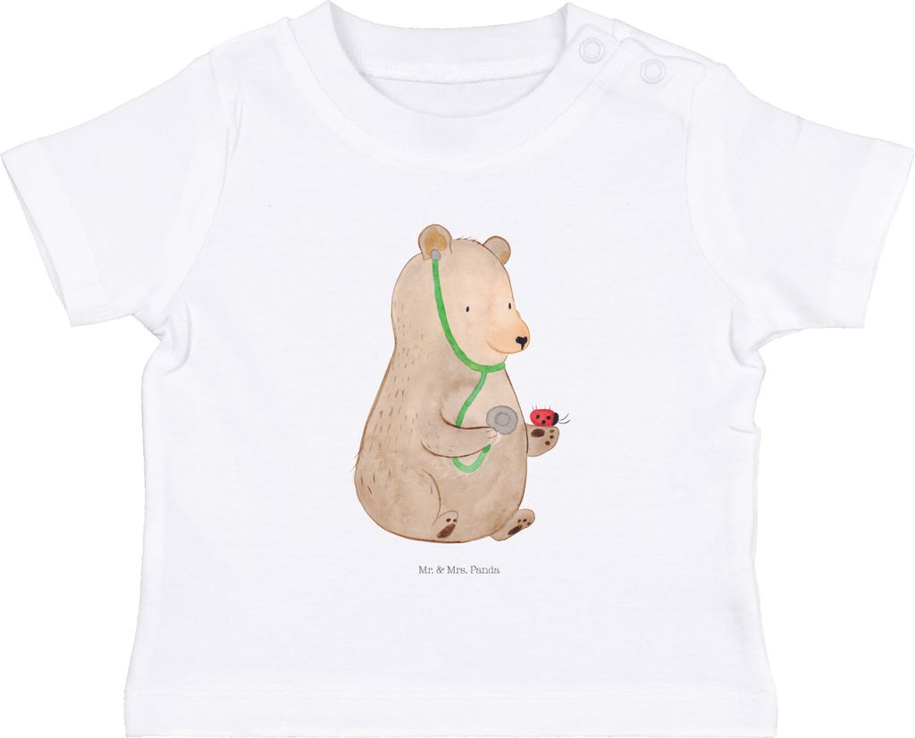Mr. & Mrs. Panda Babyshirt Bär Arzt 12. - 18. Monat - Weiß Produktbild 