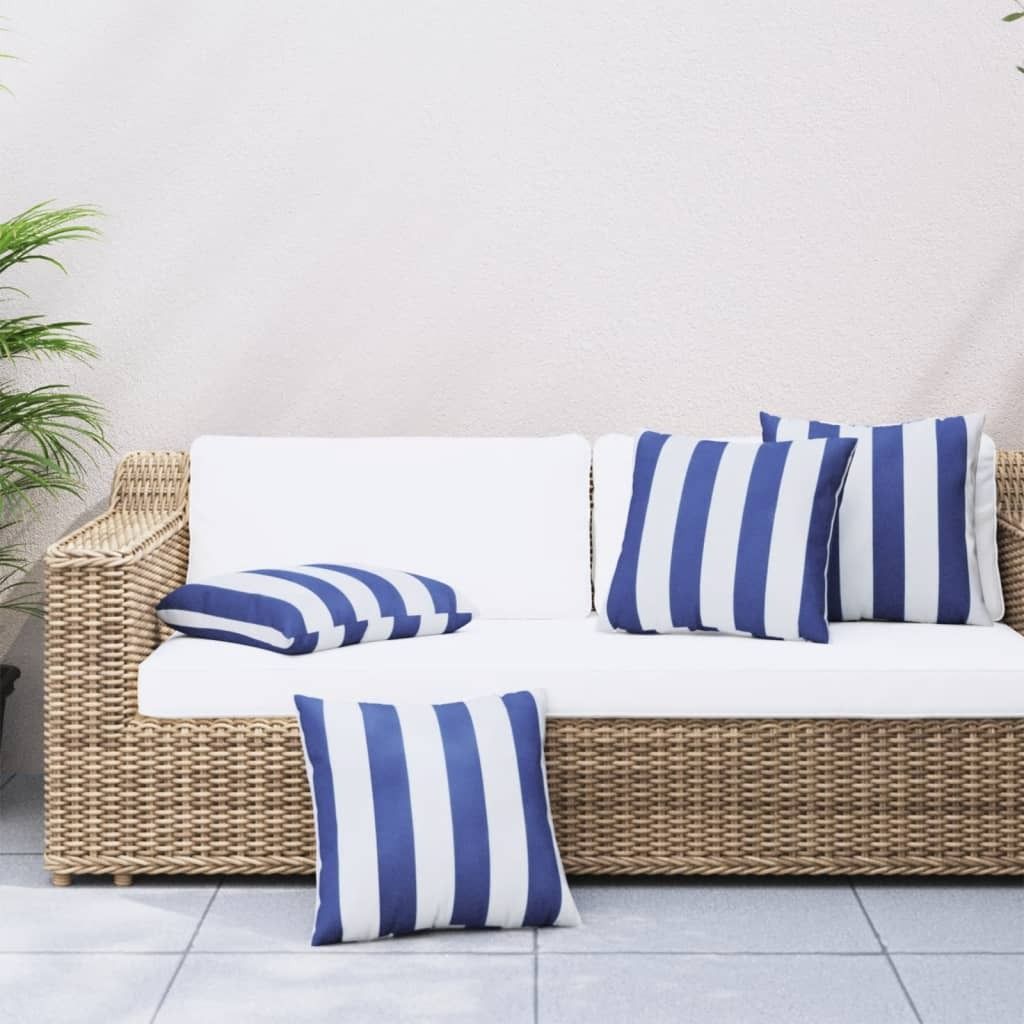 Best Möbel Zierkissen 4 Stk. Blau und Weiß 40x40 cm Stoff,Gartenmöbelauflagen CL28249