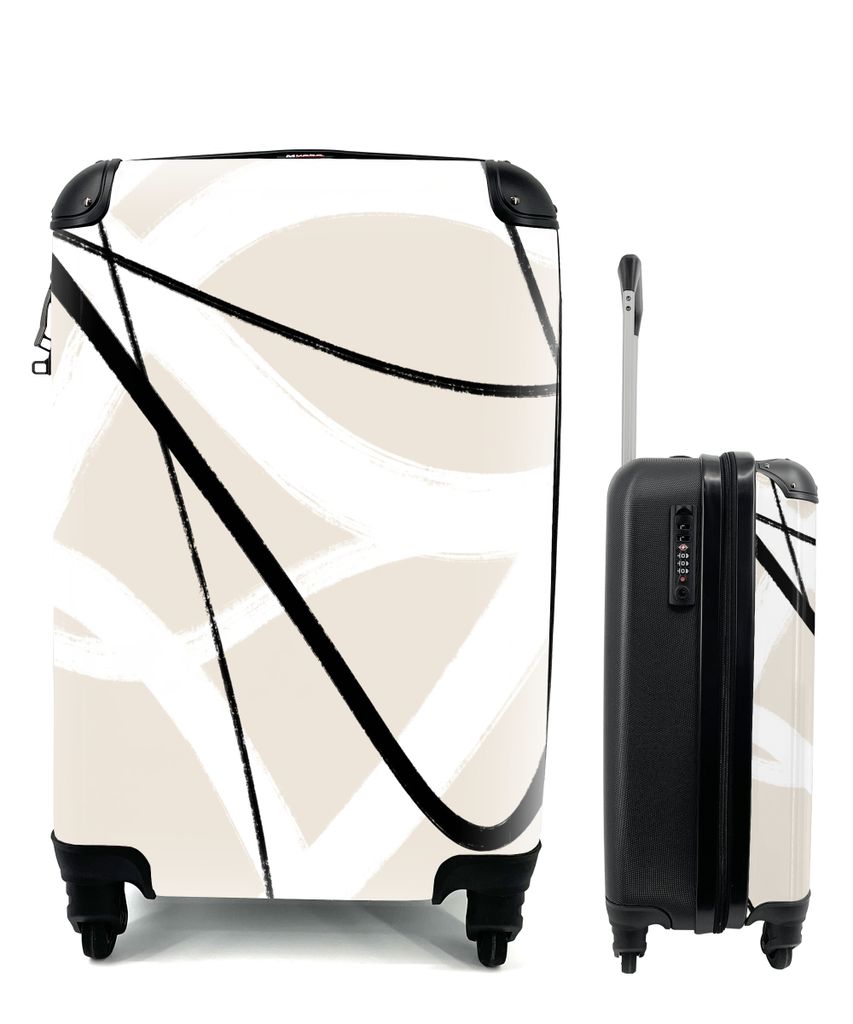 MuchoWow Koffer Handgepäck Trolley Rollkoffer Kleine Reisekoffer mit 4 Rollen - Linie - Abstrakt - Minimalismus - Pastell - Cabin Size < 55x40x2...