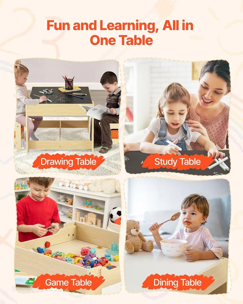 Table et chaises enfant gain de place avec rangement pour jeux et dessins - 4