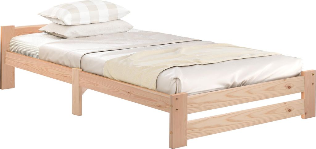 Einzelbett mit Kopfteil, 90x200 cm, Massivholzbett aus Produktbild 