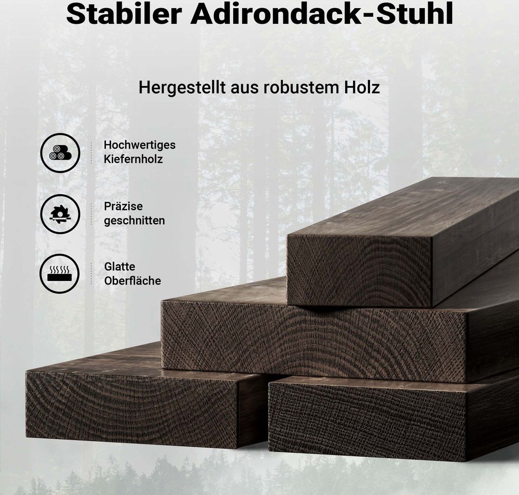 Wiltec zahradní židle z masivu Adirondack 89 x 72 x 92,5 Obrázek produktu 3