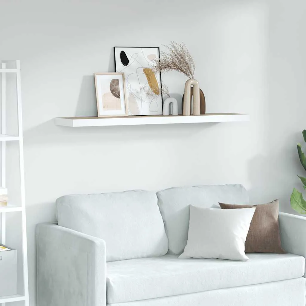 Étagère murale flottante en bois de chêne et blanc pour livre