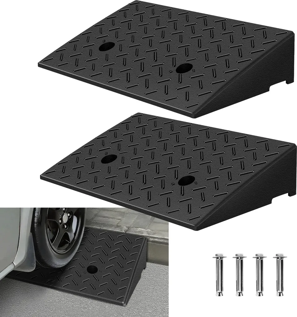 Rampa Marciapiede Gomma 11cm Jayseuw: Set 2 Pezzi Carico Auto e Disabili