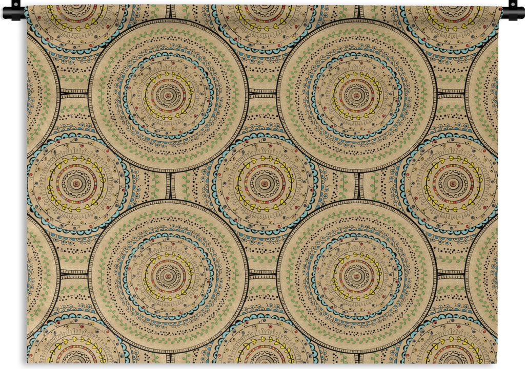 MuchoWow Wandteppich Wandbehang Kreise - Muster - Südamerika 120x90 cm Tapisserie Dekoration Wandtuch - Wohnen - Aufhänger für die Wand