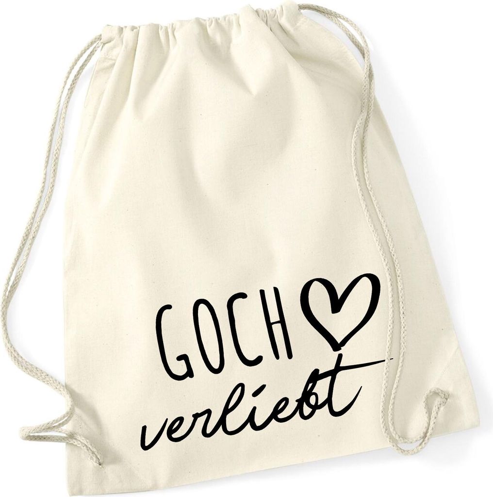Huuraa Turnbeutel Goch verliebt 12 Liter Natural Baumwolle Rucksack Geschenkidee