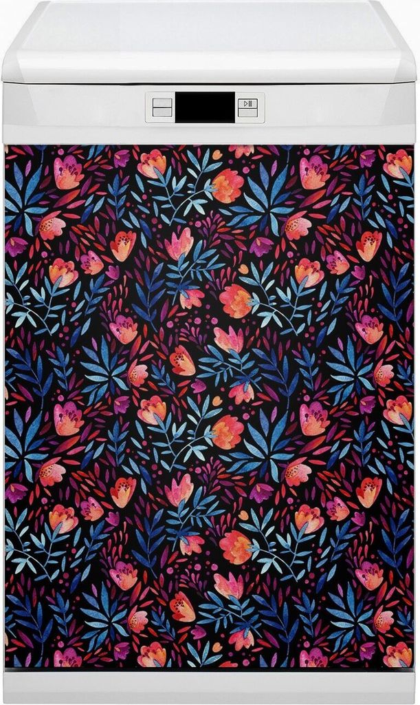 Küche Magnet für Spülmaschine Abwaschbar 45x80 cm Geschirrspüle - Blumenmuster