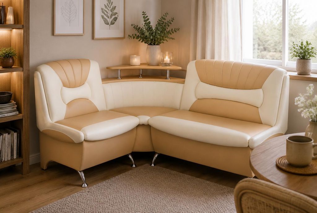 Eckbank Arabika 128x173 cm gepolstert, Beige/Hellbeige Produktbild 