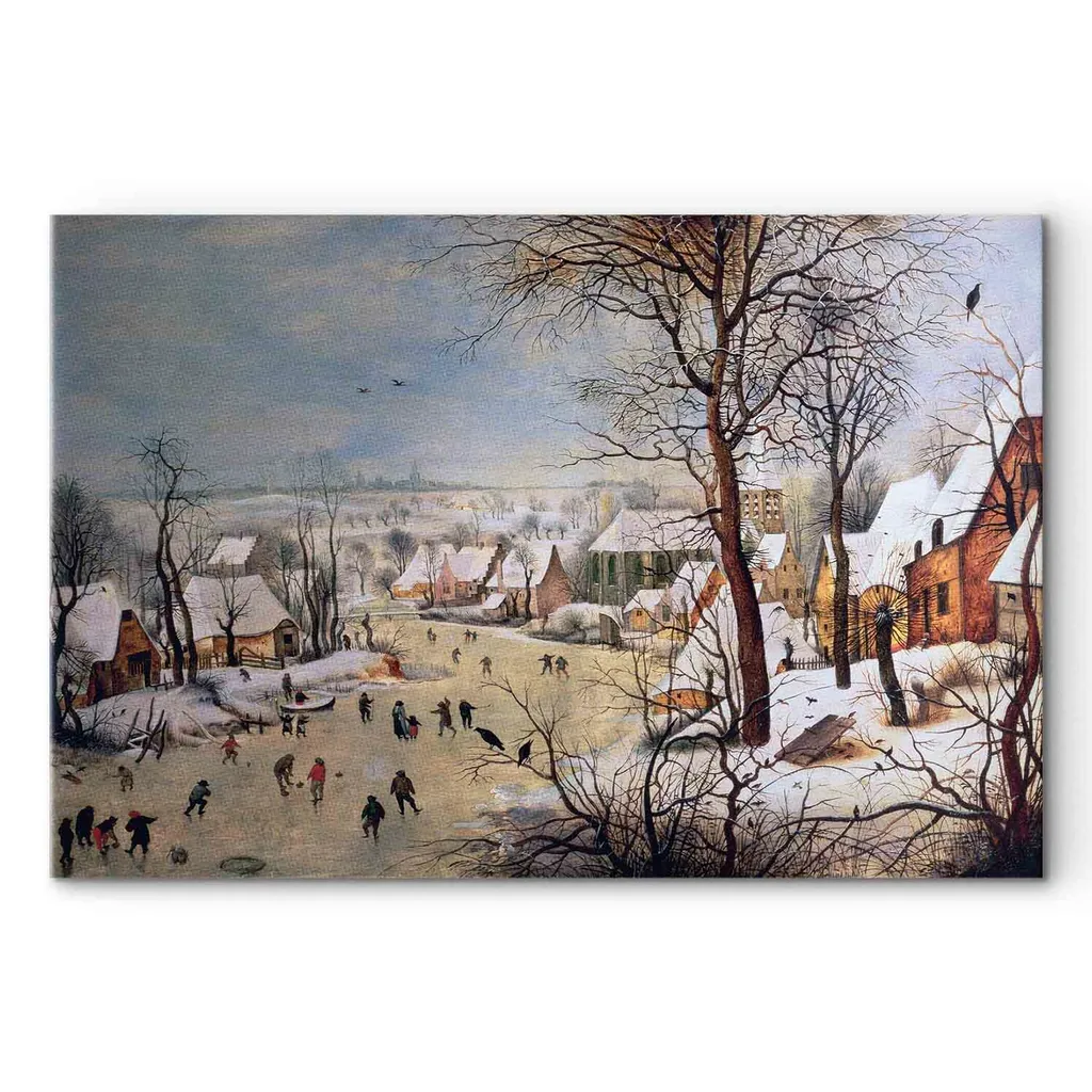 Tableau Mural XXL Paysage d'Hiver Bruegel sur Toile Intissé 120x80
