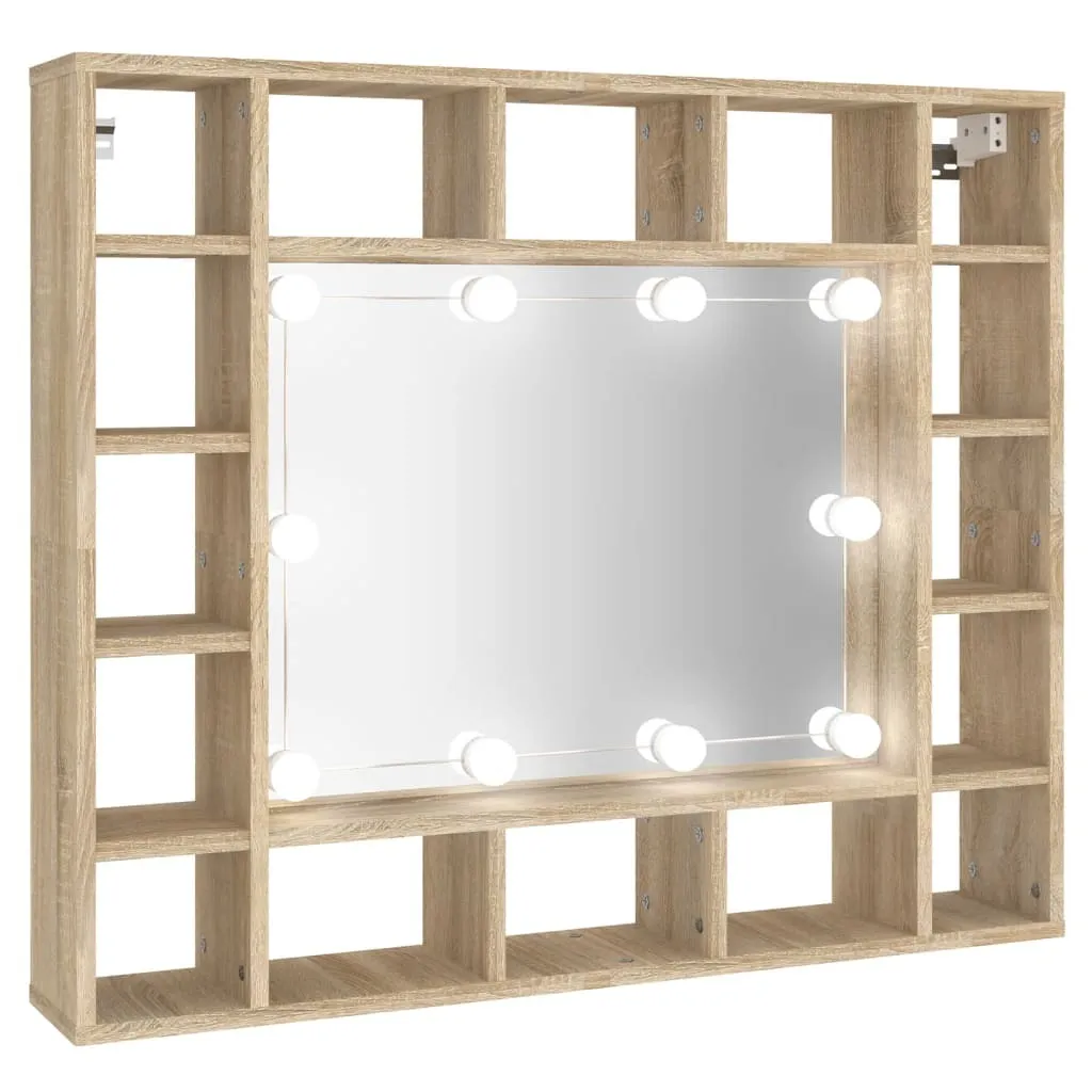 Specchiera con LED rovere Sonoma 91x15x76,5 cm