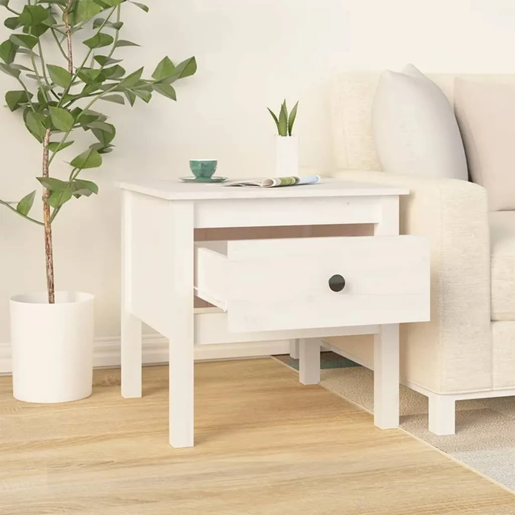 Tables d'appoint Blanches en Pin Massif 50x50 cm - Design Durable - 6