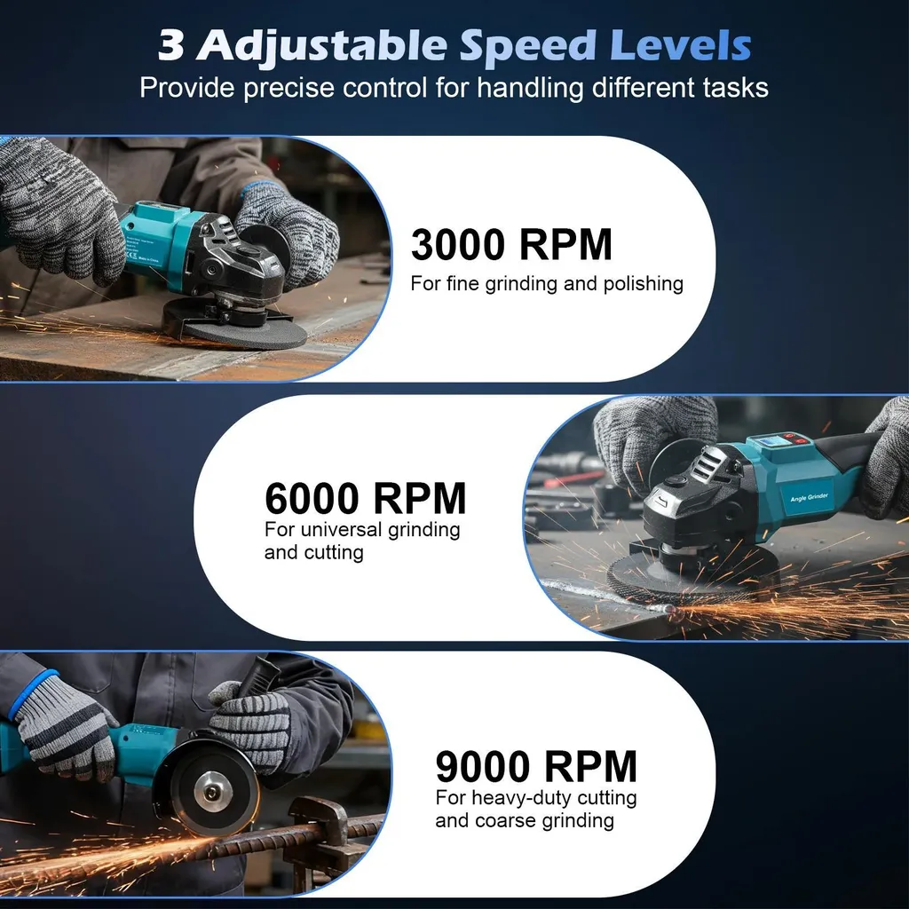 Meuleuse angulaire portative bleue brushless 800W à vitesse variable