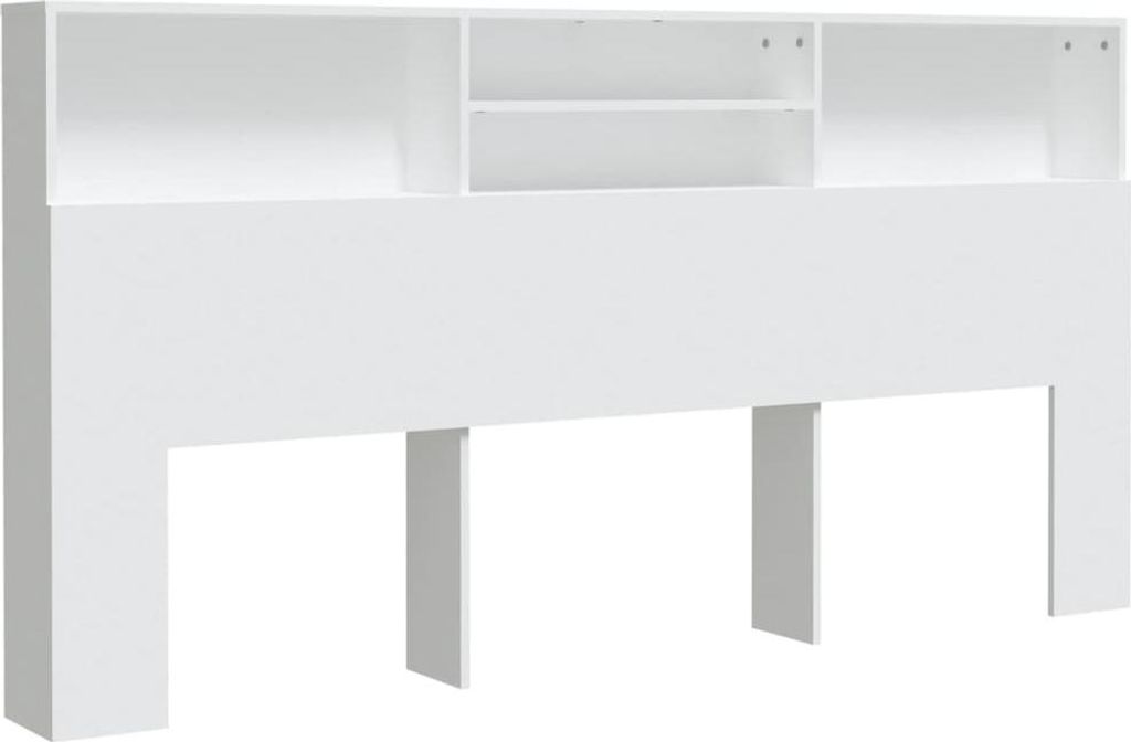 A white headboard with shelves, shown against a white background.