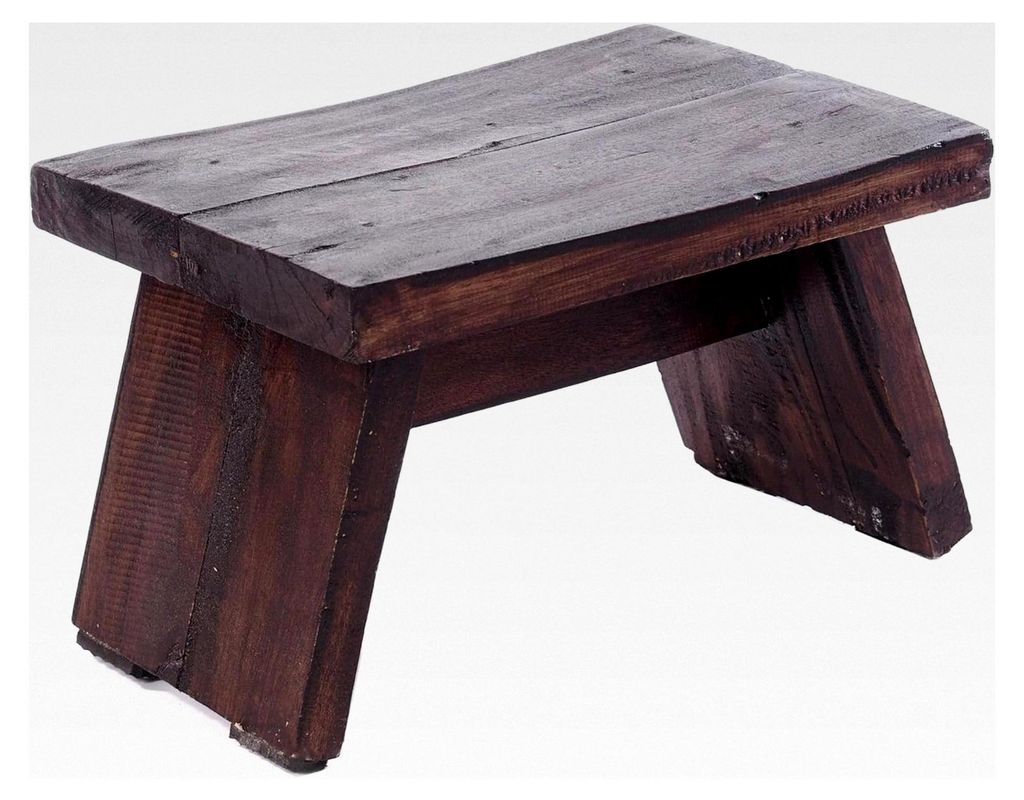Fußhocker | massives Recyclingholz, 18,5x29x19,5 cm (HxBxT) | Shabby Holzhocker, Fußbank | Farbe: 03 Dunkelbraun
