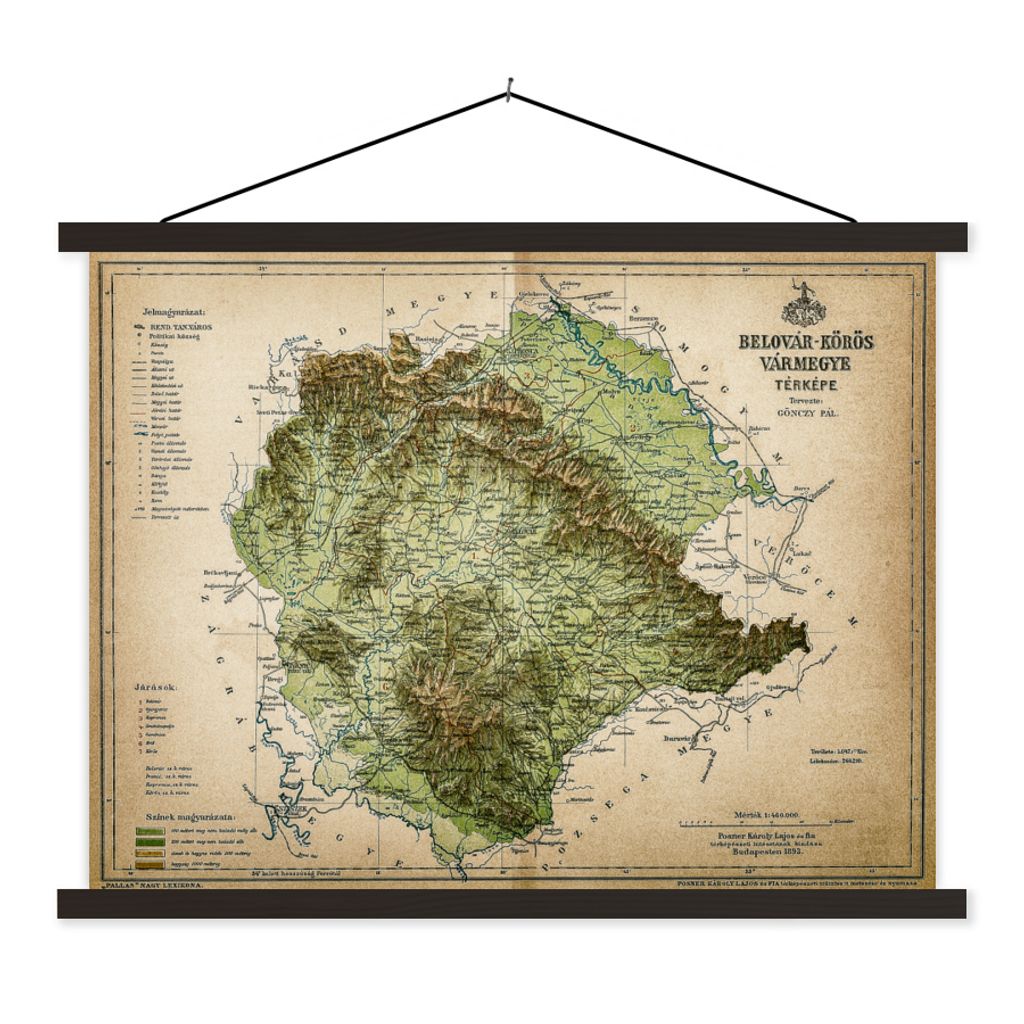 MuchoWow Textilposter Antike Landkarte von Rumänien 120x90 cm mit schwarzem Rahmen - Aufhänger für Poster