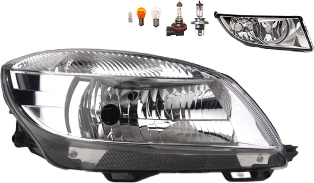 Johns, Scheinwerfer Halogen kompatibel zu Skoda Fabia 54 04/10-12/14 H4 R +Nebel+Leuch. 5J1941018C 5J1941016C 5J0941702B 5J0941700B