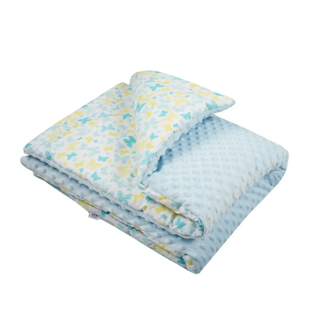 Couverture bébé New Baby bleu 80x102 cm avec bordure satin douce