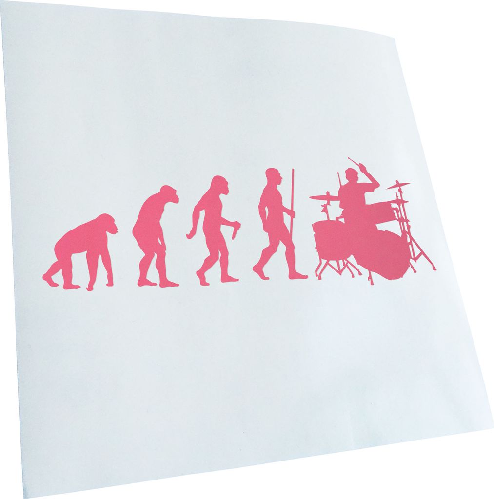 Kiwistar - Autoaufkleber - Evolution Schlagzeuger - Hellrosa - 50x18cm - Aufkleber für Auto, Laptop, Fahrrad, LKW, Motorrad Mehrfarbig JDM Decal R...