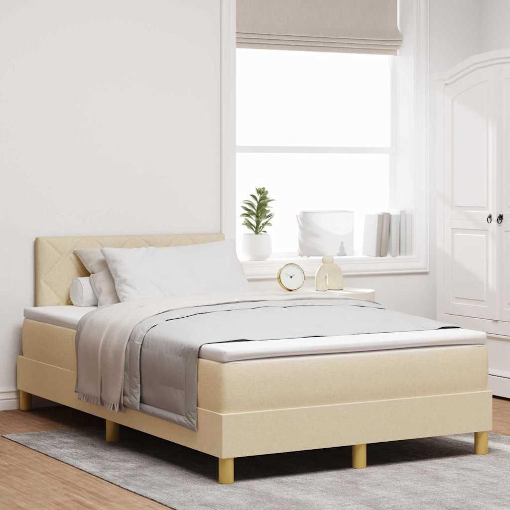 Maison Exclusive - LED Boxspringbett mit LED-Lichtleisten Creme 120 x 200 cm Stoff