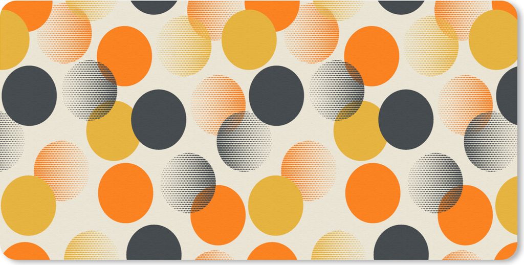 MuchoWow Mauspad Mousepad Tupfen - Design - Retro - Orange 60x30 cm - Mousepads - Maus Mat - Pad - Mausunterlage - Nachhaltig