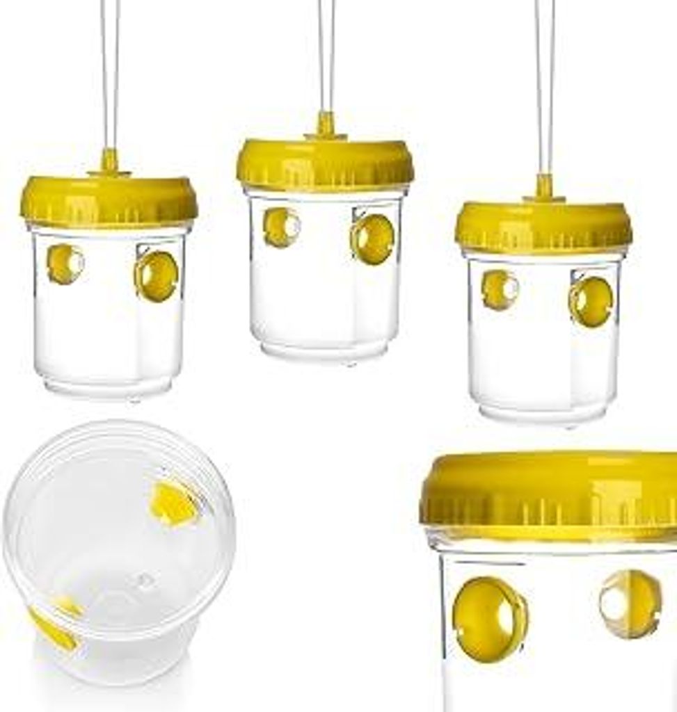 BigDean 3er Set Wespenfallen für draußen in Gelb 9x13cm - Lebend Fallen zum Aufhängen gegen Wespen, Bienen, Hornissen - Hornissenfalle Bienenfal...