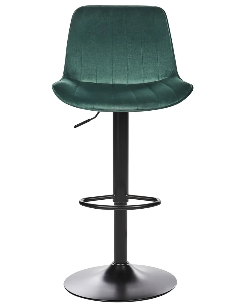 Tabouret de Bar Réglable pour Îlot de Cuisine en Velours Vert Lot de 2